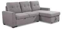 Sofa-lit sectionnel de droite Carter 2 pièces en tissu d’apparence lin avec fauteuil long de rangement - gris Solis