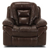 Fauteuil à inclinaison électrique Leo de 41 po en tissu de cuir véritable - brun noyer