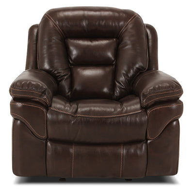 Leo 41" Genuine Leather Fabric Power Reclining Chair - Walnut Brown | Fauteuil à inclinaison électrique Leo de 41 po en tissu de cuir véritable - brun noyer