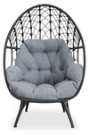 Fauteuil en forme d’œuf Coco de Kort & Co. pour la terrasse à l’extérieur - osier en résine tressé à la main, résistant aux rayons UV et aux intempéries - gris foncé et gris