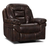 Fauteuil à inclinaison électrique Leo de 41 po en tissu d’apparence cuir - brun noyer