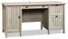 Bureau d’ordinateur Costa de 59,06 po de qualité commerciale à 2 tiroirs avec armoire - marron blanchi