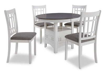 Dena 5pc Dining Set with Table & Chairs, 42-60"W Extension, Round - Dove Grey | Ensemble de salle à manger Dena 5 pièces avec table ronde, rallonge de 42 po à 60 po (L) et chaises - gris tourterelle