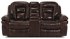 Causeuse coulissante inclinable Leo de 78 po en cuir véritable avec console de rangement - brun noyer