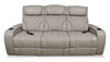 Sofa de massage à inclinaison électrique Elite de 86 po en cuir véritable avec son immersif et appuie-têtes électriques - mastic