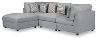 Sofa sectionnel modulaire Evolve de Scott Living 4 pièces en tissu d’apparence lin avec pouf et coussins en duvet et plumes - gris