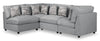 Sofa sectionnel modulaire de style cocon Evolve de Scott Living 4 pièces en tissu d’apparence lin avec coussins en duvet et plumes - gris