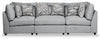 Sofa modulaire Evolve de Scott Living de 118,5 po en tissu d’apparence lin avec coussins amovibles en duvet et plumes - gris
