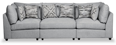 Scott Living Evolve Modular 118.5" Linen-Look Fabric Sofa with Removable Feather Down Cushions - Grey | Sofa modulaire Evolve de Scott Living de 118,5 po en tissu d’apparence lin avec coussins amovibles en duvet et plumes - gris