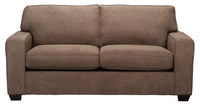 Sofa-lit simple Fiona de 58 po fabriqué au Canada en tissu de chenille avec accoudoirs rectilignes - brun moka