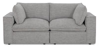 Causeuse modulaire Fusion de 83,46 po en tissu de chenille gris argenté avec coussins de dossier amovibles en duvet et plumes