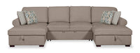 Sofa-lit sectionnel Haven de Scott Living 3 pièces en tissu de chenille avec 2 fauteuils longs de rangement - taupe