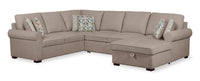Sofa-lit sectionnel de droite Haven de Scott Living 3 pièces en tissu de chenille avec fauteuil long de rangement - taupe
