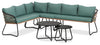 Sofa sectionnel Ibiza de Kort & Co. 6 pièces pour la terrasse à l’extérieur avec sofa sectionnel 4 pièces et 2 tables - osier en résine tressé à la main, résistant aux rayons UV et aux intempéries - gris foncé, naturel et vert