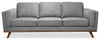 Sofa Kassia de Kort & Co. de 90,6 po en tissu d’apparence lin avec base et pattes en bois - gris