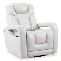 Fauteuil pivotant, coulissant et inclinable Kenzo de 35 po en tissu d’apparence cuir - gris brouillard
