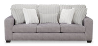 Sofa Koda de 92 po fabriqué au Canada en tissu de chenille et de fausse fourrure avec coussins amovibles - gris Paloma luxueux