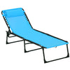 Chaise Longue Pliante Exterieure Outsunny, Pour Le Camping, La Randonnee, Bleu Ciel