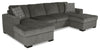 Sofa-lit sectionnel Legend 3 pièces fabriqué au Canada en tissu de chenille avec 2 fauteuils longs de rangement - brun étain