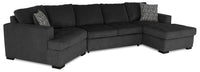 Sofa-lit sectionnel enveloppant de gauche Legend 3 pièces fabriqué au Canada en tissu de chenille avec fauteuil long - gris poivre