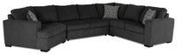 Sofa-lit sectionnel de gauche Legend 4 pièces fabriqué au Canada en tissu de chenille avec fauteuil enveloppant - gris poivre