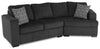 Sofa sectionnel de droite Legend 2 pièces fabriqué au Canada en tissu de chenille avec fauteuil enveloppant - gris poivre