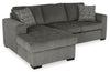 Sofa-lit sectionnel de gauche Legend 2 pièces fabriqué au Canada en tissu de chenille avec fauteuil long de rangement - brun étain