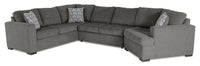 Sofa-lit sectionnel de droite Legend 3 pièces fabriqué au Canada en tissu de chenille avec fauteuil enveloppant - brun étain