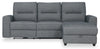 Sofa sectionnel de droite à inclinaison électrique Meadow 2 pièces en tissu de chenille avec fauteuil long de rangement - gris anthracite
