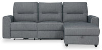 Sofa sectionnel de droite à inclinaison électrique Meadow 2 pièces en tissu de chenille avec fauteuil long de rangement - gris anthracite