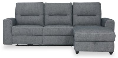 Meadow 2-Piece Right-Facing Chenille Fabric Power Reclining Sectional with Storage Chaise - Denim | Sofa sectionnel de droite à inclinaison électrique Meadow 2 pièces en tissu de chenille avec fauteuil long de rangement - denim