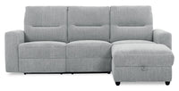 Sofa sectionnel de droite à inclinaison électrique Meadow 2 pièces en tissu de chenille avec fauteuil long de rangement - gris rivière