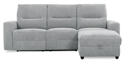 Meadow 2-Piece Right-Facing Chenille Fabric Power Reclining Sectional with Storage Chaise - River Grey | Sofa sectionnel de droite à inclinaison électrique Meadow 2 pièces en tissu de chenille avec fauteuil long de rangement - gris rivière
