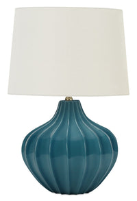 Lampe de table courbée de 24 po en céramique bleue