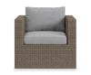 Fauteuil Naples pour la terrasse à l’extérieur - osier en résine tressé à la main, résistant aux rayons UV et aux intempéries - naturel et gris