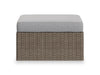 Grand pouf Naples pour la terrasse à l’extérieur - osier en résine tressé à la main, résistant aux rayons UV et aux intempéries - naturel et gris