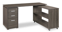 Bureau en coin pliable Oliver de 60 po avec rangement et ports USB - gris