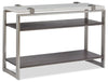 Table de salon moderne Paradox de 48 po avec tablette - dessus en marbre blanc avec armature platine brossé