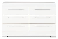 Commode de chambre à coucher Riley de 49 po (L) x 31 po (H) à 6 tiroirs, fabriquée au Canada - blanche