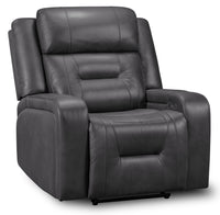 Fauteuil à inclinaison électrique Ryker de 36,8 po en tissu d’apparence cuir avec accoudoirs de rangement et port USB - gris