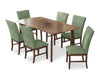 Ensemble de salle à manger Rain 7 pièces avec table de 72 po (L) et 6 chaises vertes - vert et brun