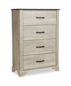 Commode verticale de chambre à coucher Clara de 32 po (L) x 46 po (H) à 4 tiroirs - chêne blanchi et brun
