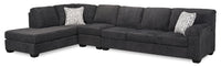 Sofa sectionnel de gauche Morgan 3 pièces fabriqué au Canada en tissu de chenille avec sofa et coussins décoratifs - gris