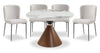 Ensemble de salle à manger Alwin 5 pièces en métal avec table ronde de 47,25 po (L), dessus en pierre frittée et 4 chaises - brun et gris