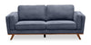 Sofa Kassia de Kort & Co. de 80 po de format condo en tissu d’apparence lin avec base et pattes en bois - bleu