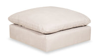 Pouf modulaire Eclipse de 43 po en tissu d’apparence lin avec coussin en duvet et plumes - beige lin