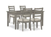Ensemble de salle à manger Cove 5 pièces en mélamine avec table de 66 po (L), tiroirs de rangement et 4 chaises - gris