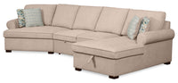 Sofa-lit sectionnel enveloppant de gauche Haven de Scott Living 3 pièces en tissu de chenille avec rangement - taupe