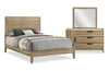 Ensemble de chambre à coucher Sable brun clair 5 pièces avec lit, commode et miroir - format lit double