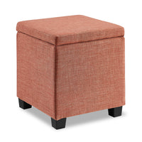 Pouf de rangement carré Halifax de 14,75 po en tissu - orange